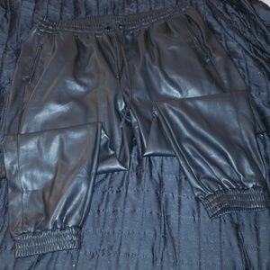 Black Leather joggers